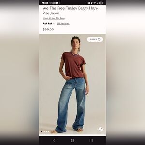 FREE PEOPLE TINSLEY baggy High Rise straight leg Jeans